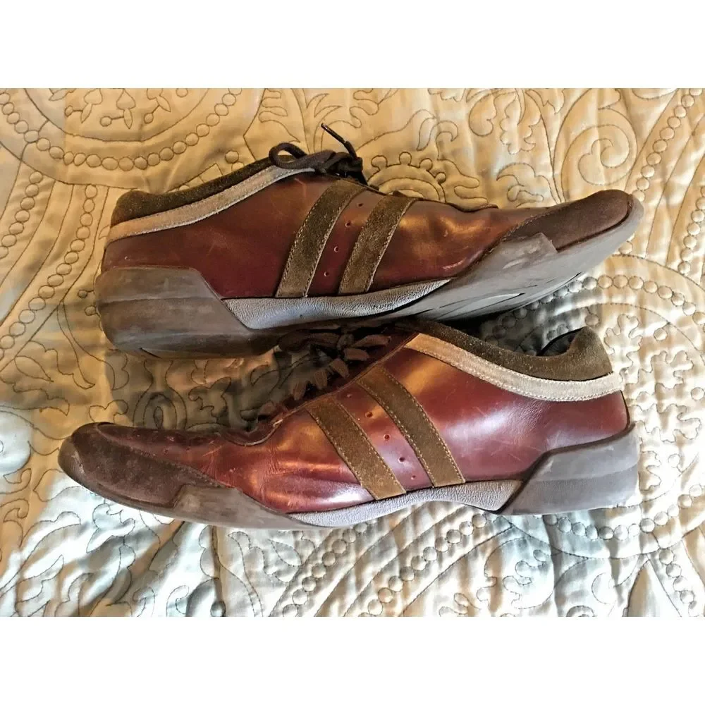 Men's Kenneth Cole Seeing Stripes Burgundy‎ Leather Fashion Sneakers Size 9 1/2M